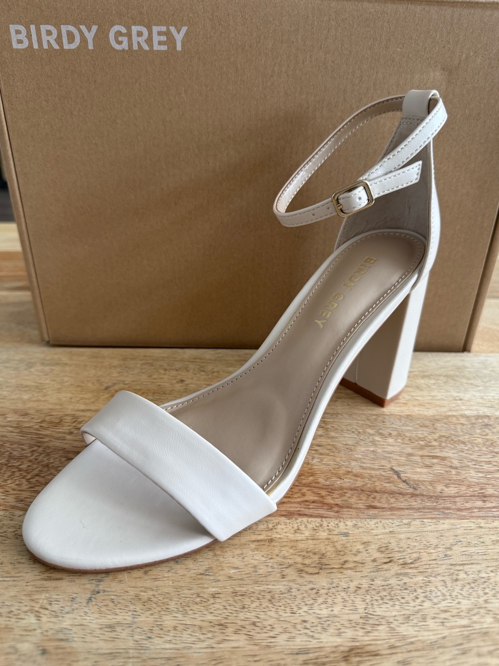 Birdy Grey Women's Almond Ankle-Strap Block Heel Sandal Mary High Chunky